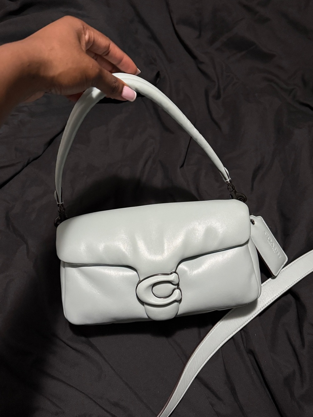 COACH Pale Blue Leather Shoulder Bag with Detachable Strap - Picture 2 of 4